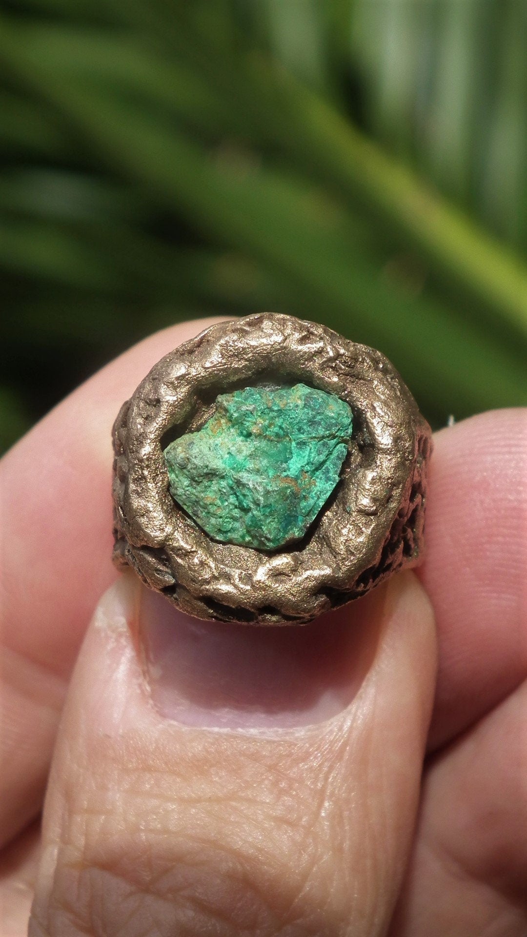 Handmade bronze Turquoise ring / Raw turquoise