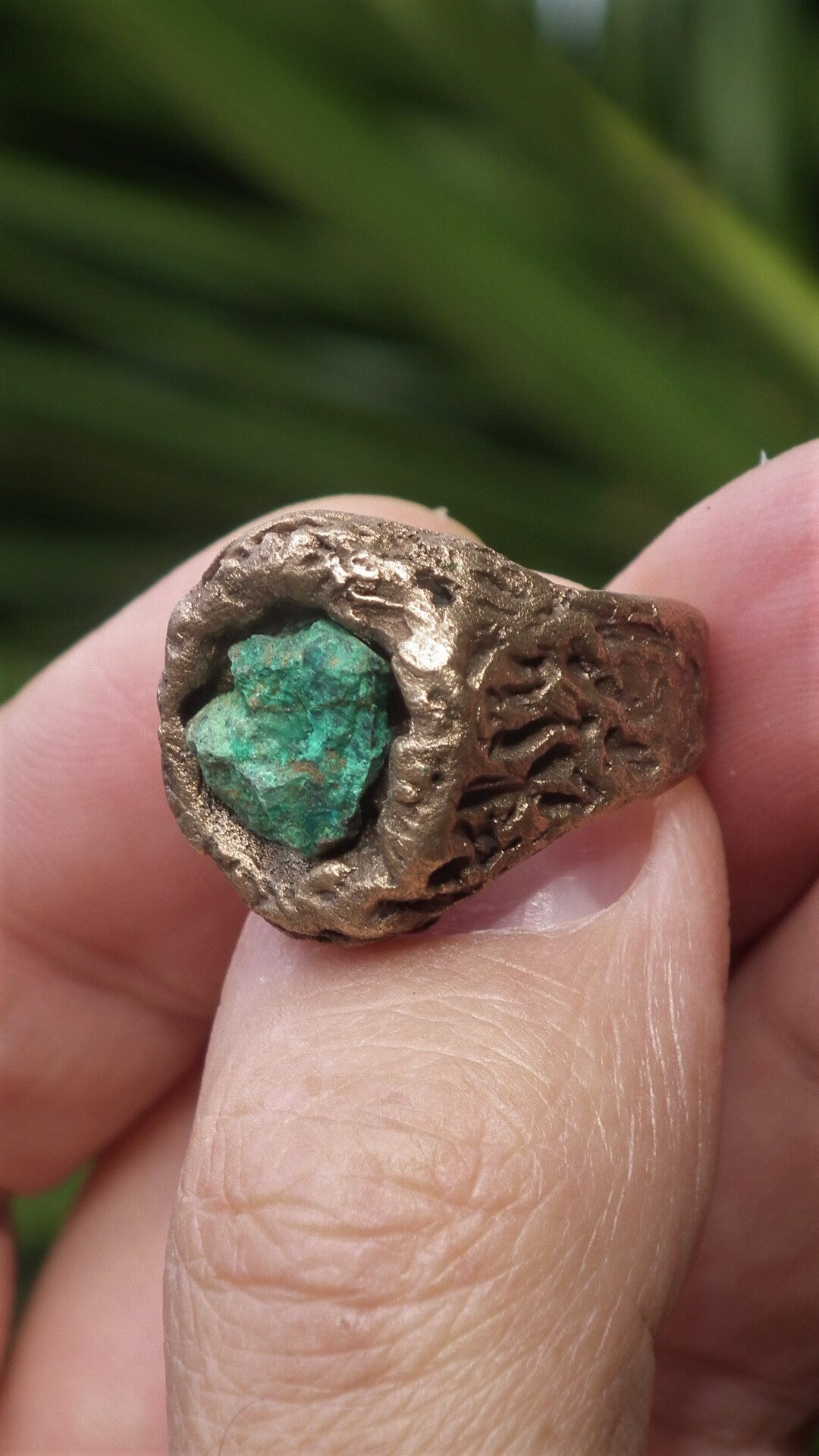 Handmade bronze Turquoise ring / Raw turquoise