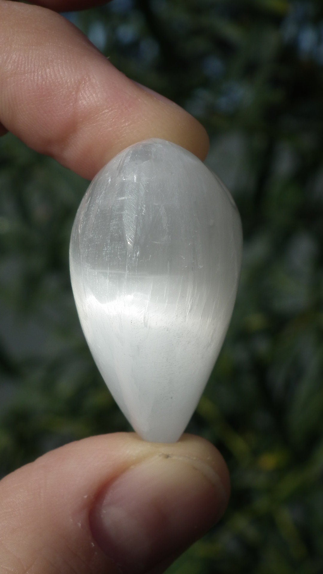 White selenite heart