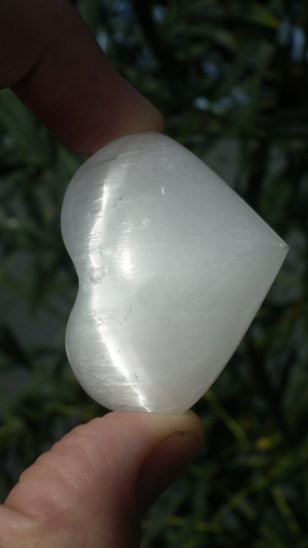 White selenite heart