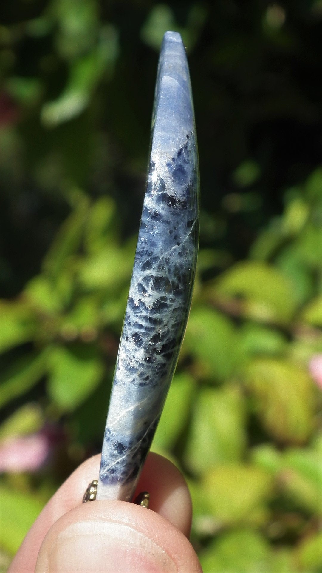 sodalite necklace bronze bail / moon necklace