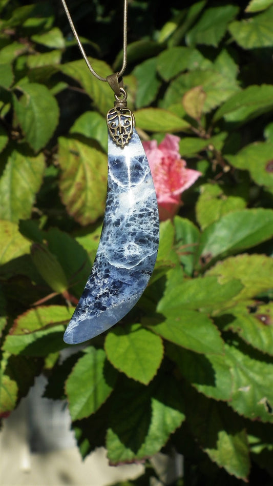 sodalite necklace bronze bail / moon necklace