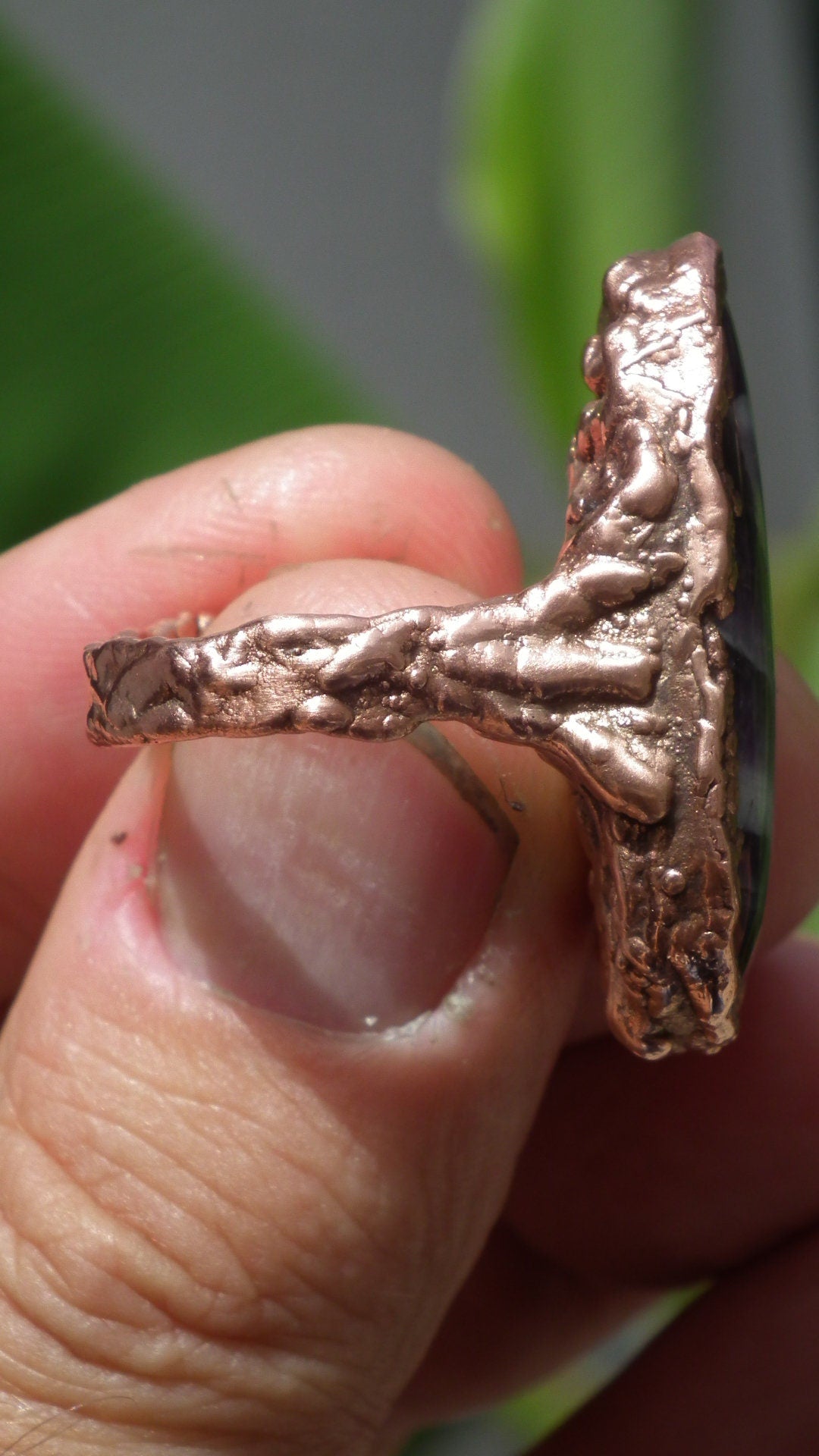 Electroformed copper // Chevron amethyst ring // Dogtheeth amethyst jewelry