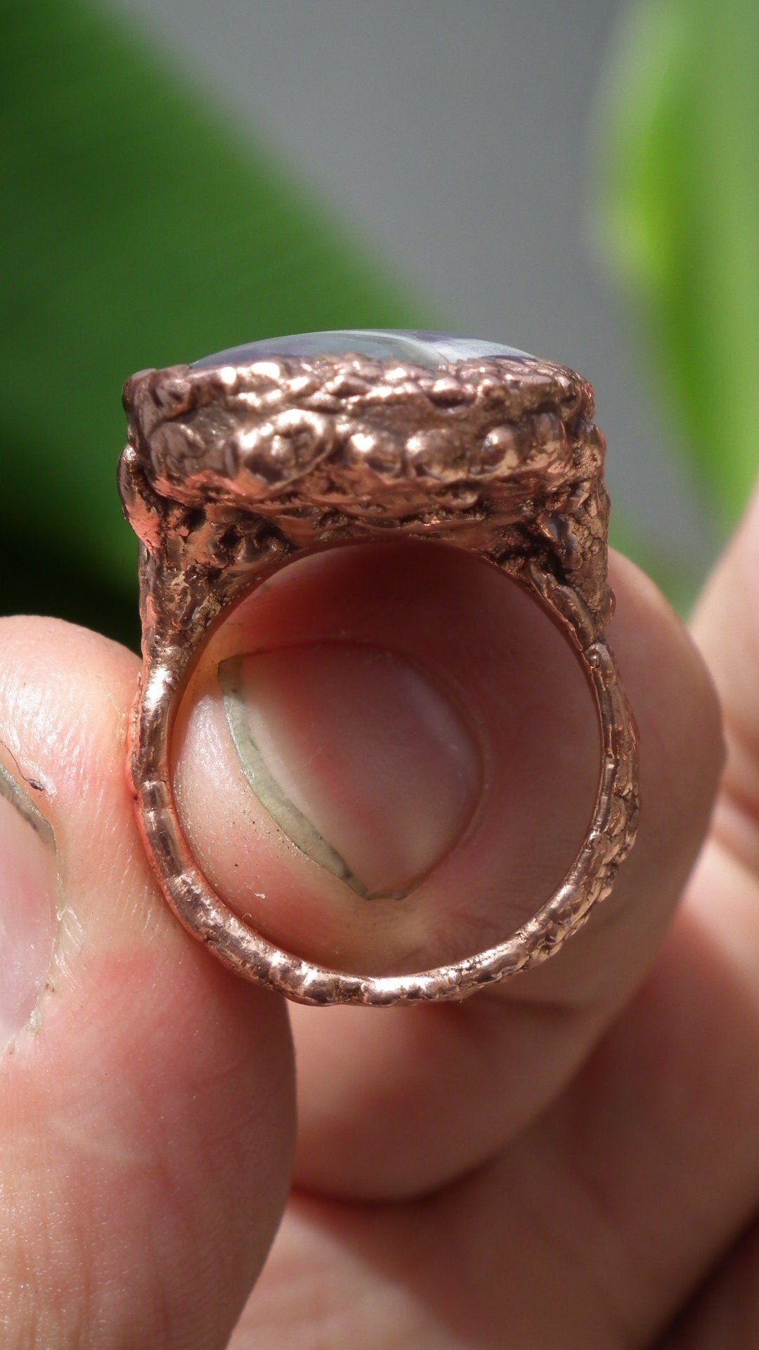 Electroformed copper // Chevron amethyst ring // Dogtheeth amethyst jewelry