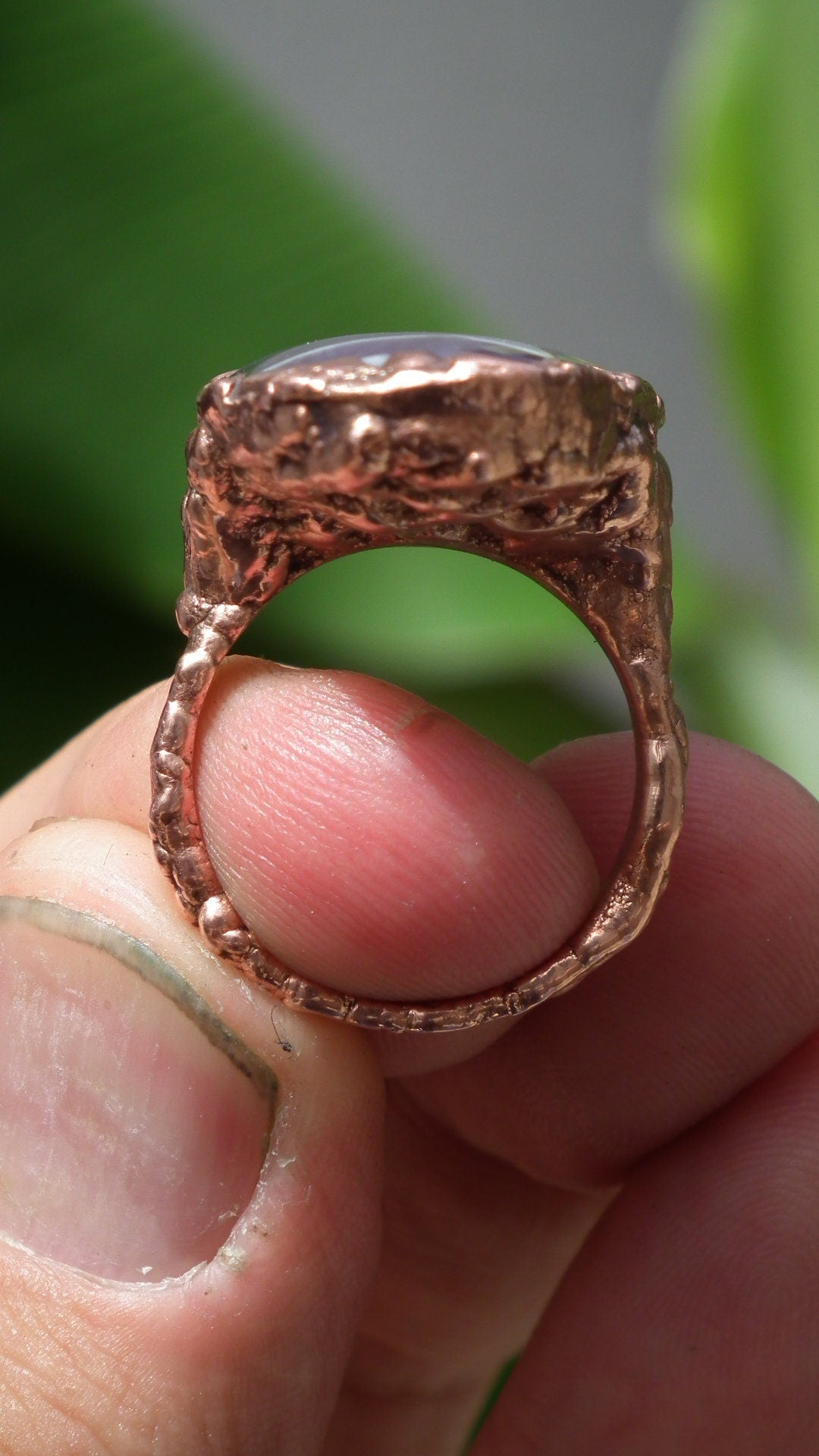 Electroformed copper // Chevron amethyst ring // Dogtheeth amethyst jewelry