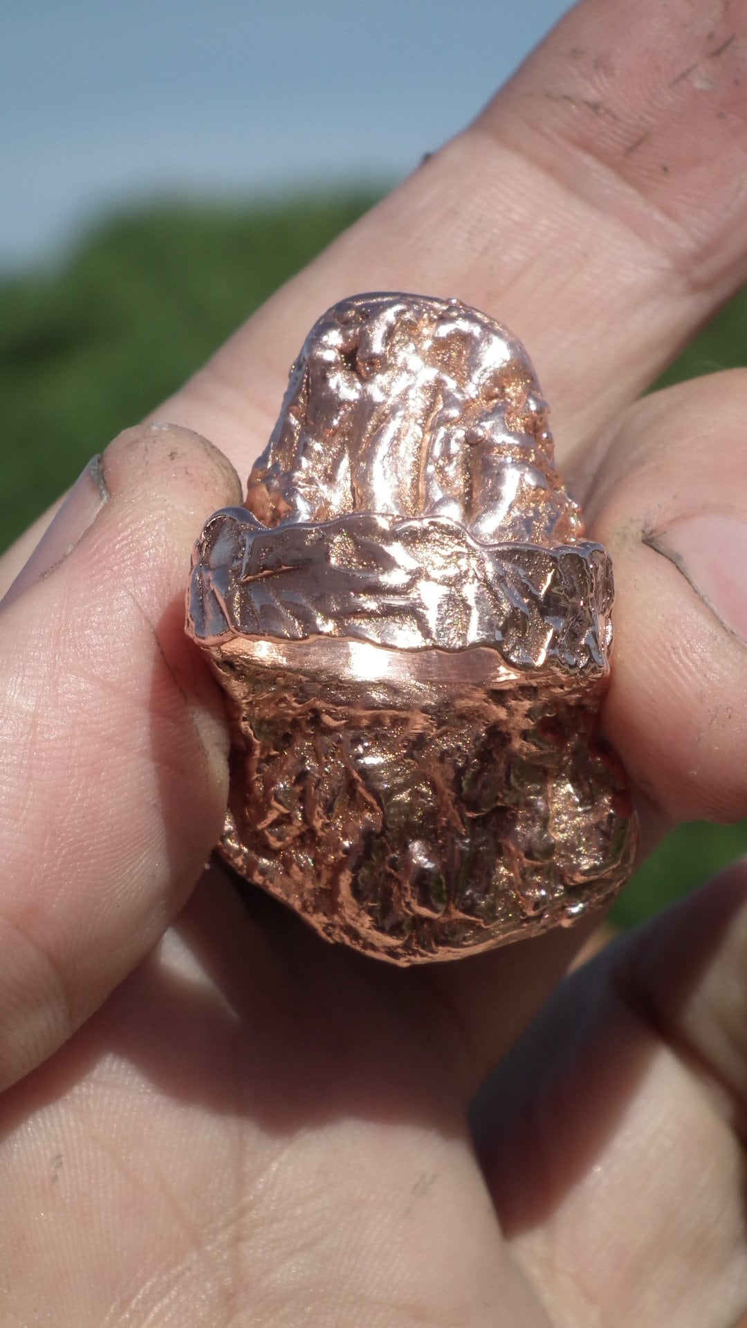 Electroformed copper Polychrome jasper Ring