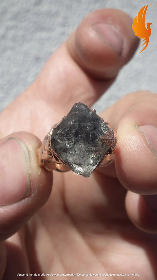 Electroformed Copper Herkimer diamond ring