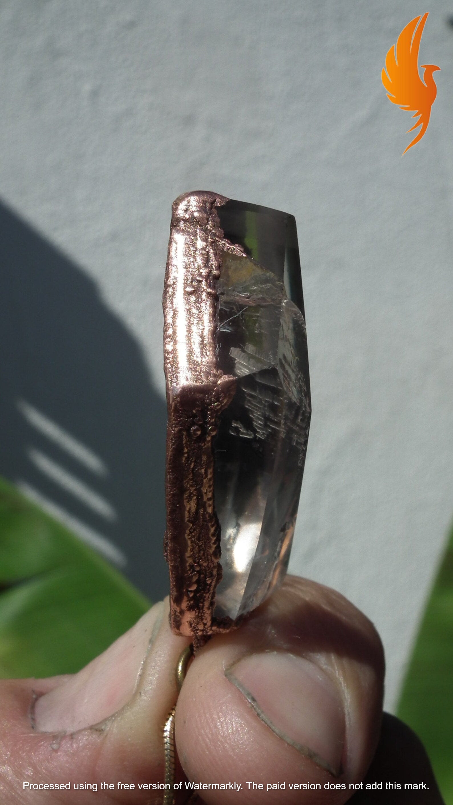 Electroformed Copper Smokey quartz Necklace