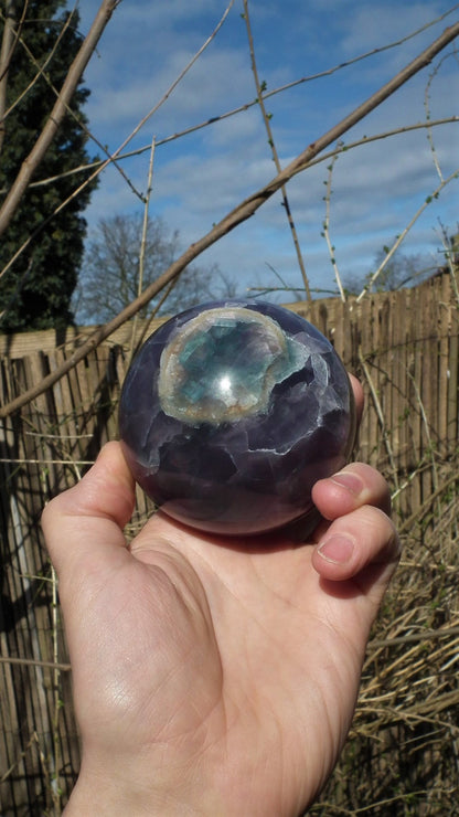 83mm Rainbow Fluorite Sphere 2.18LB