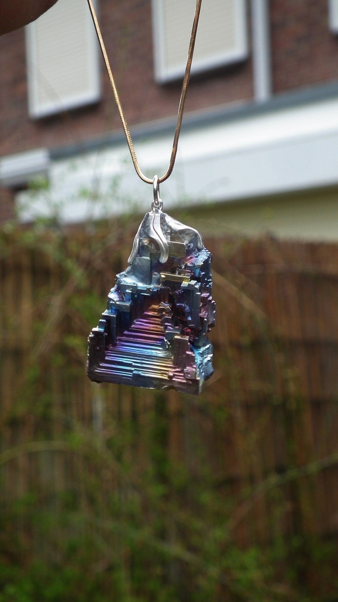 Bismuth crystal pendant