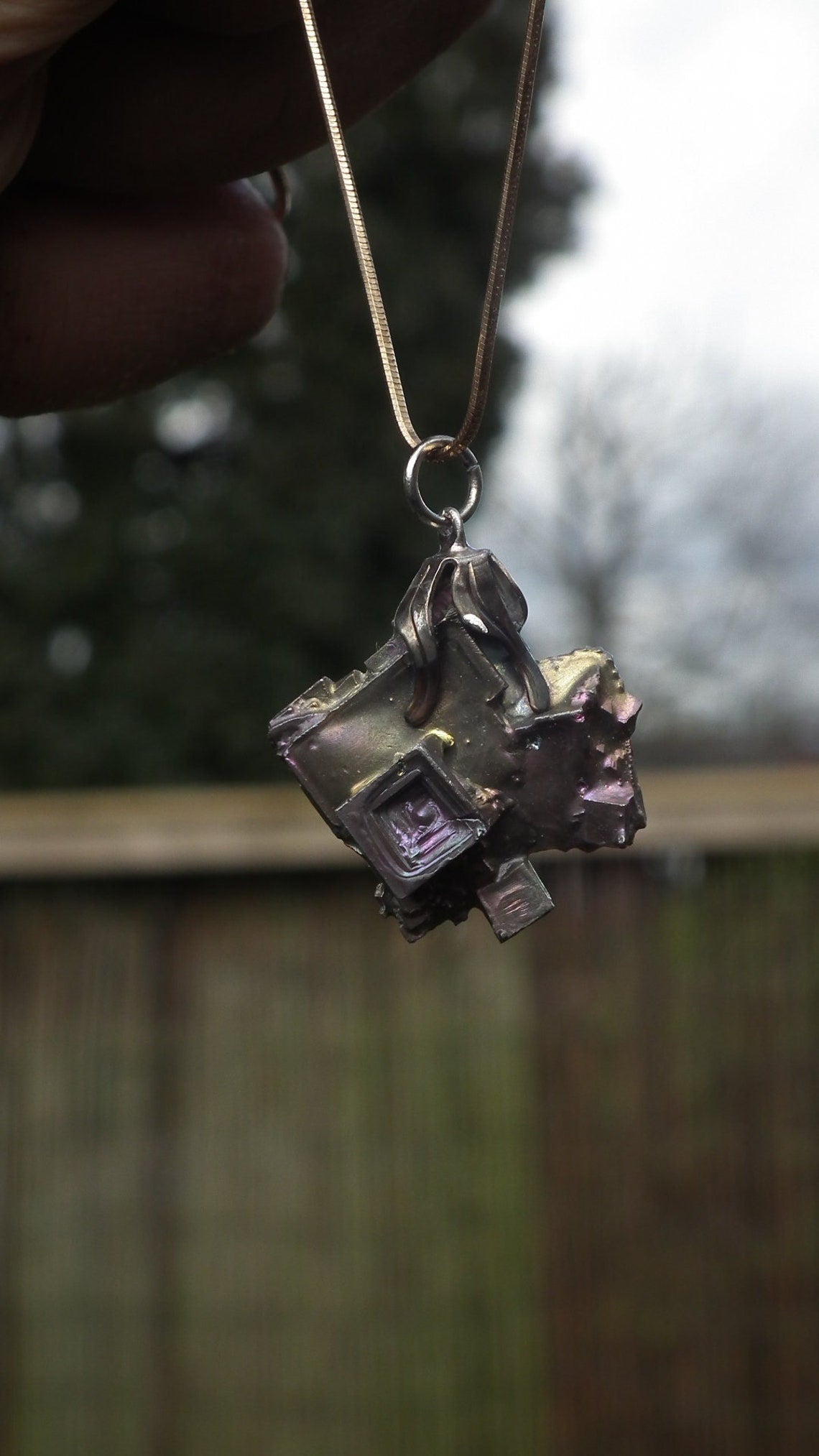 Bismuth crystal pendant