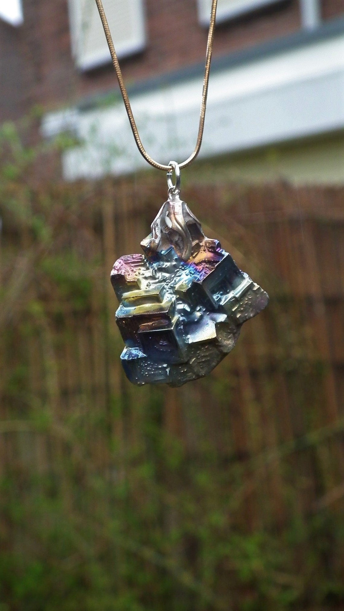 Bismuth crystal pendant