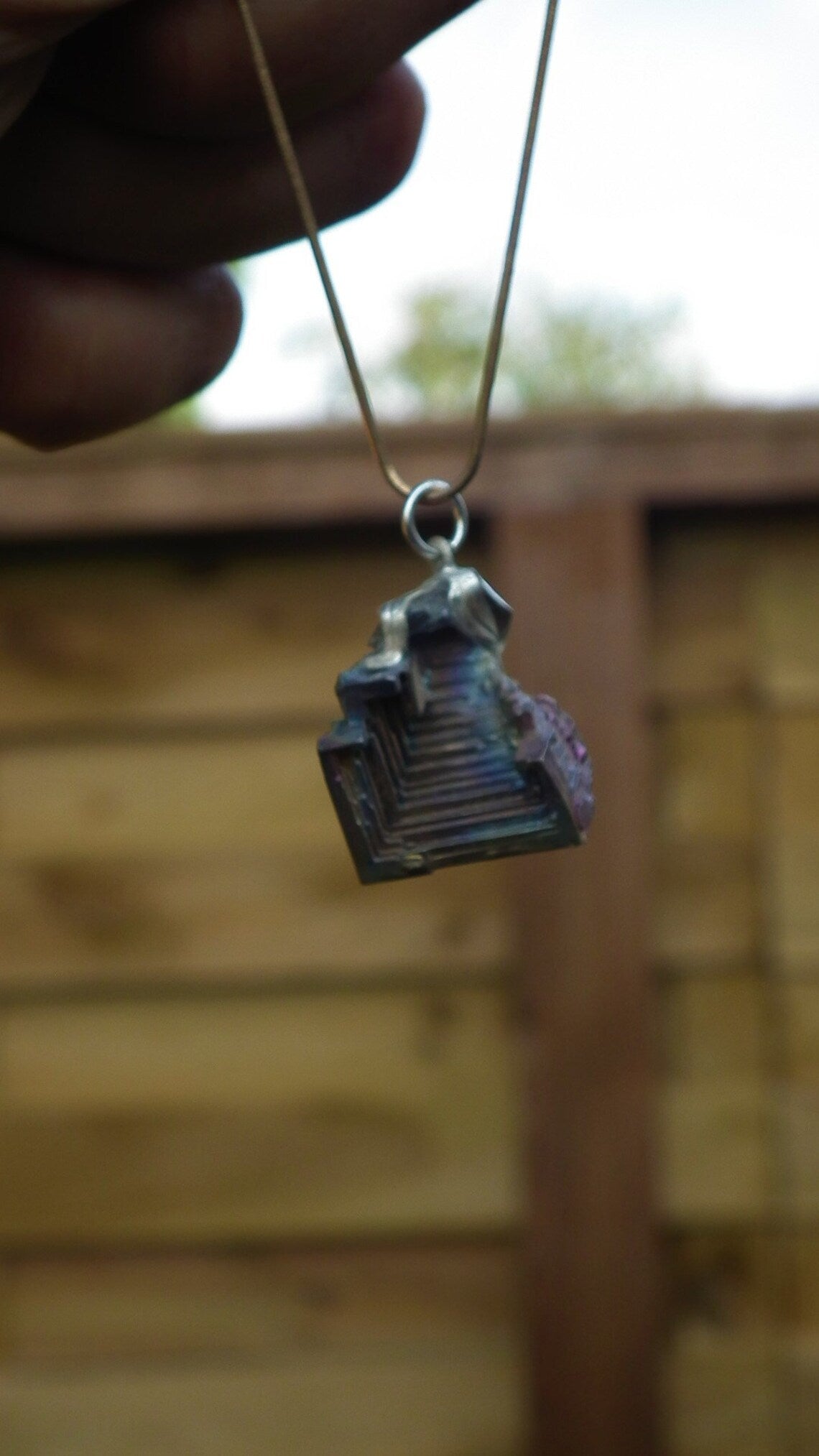 Bismuth crystal pendant