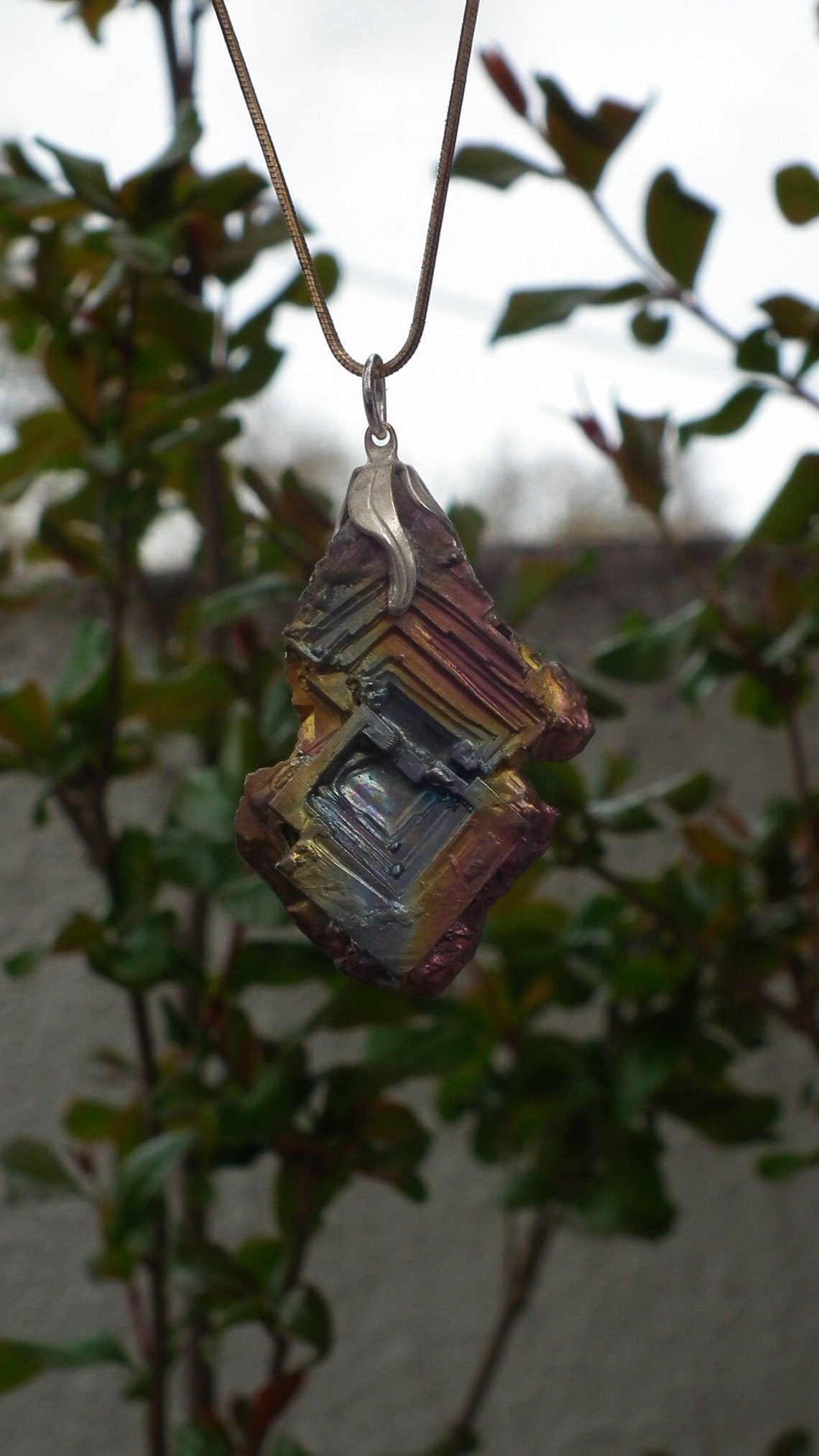 Bismuth crystal pendant