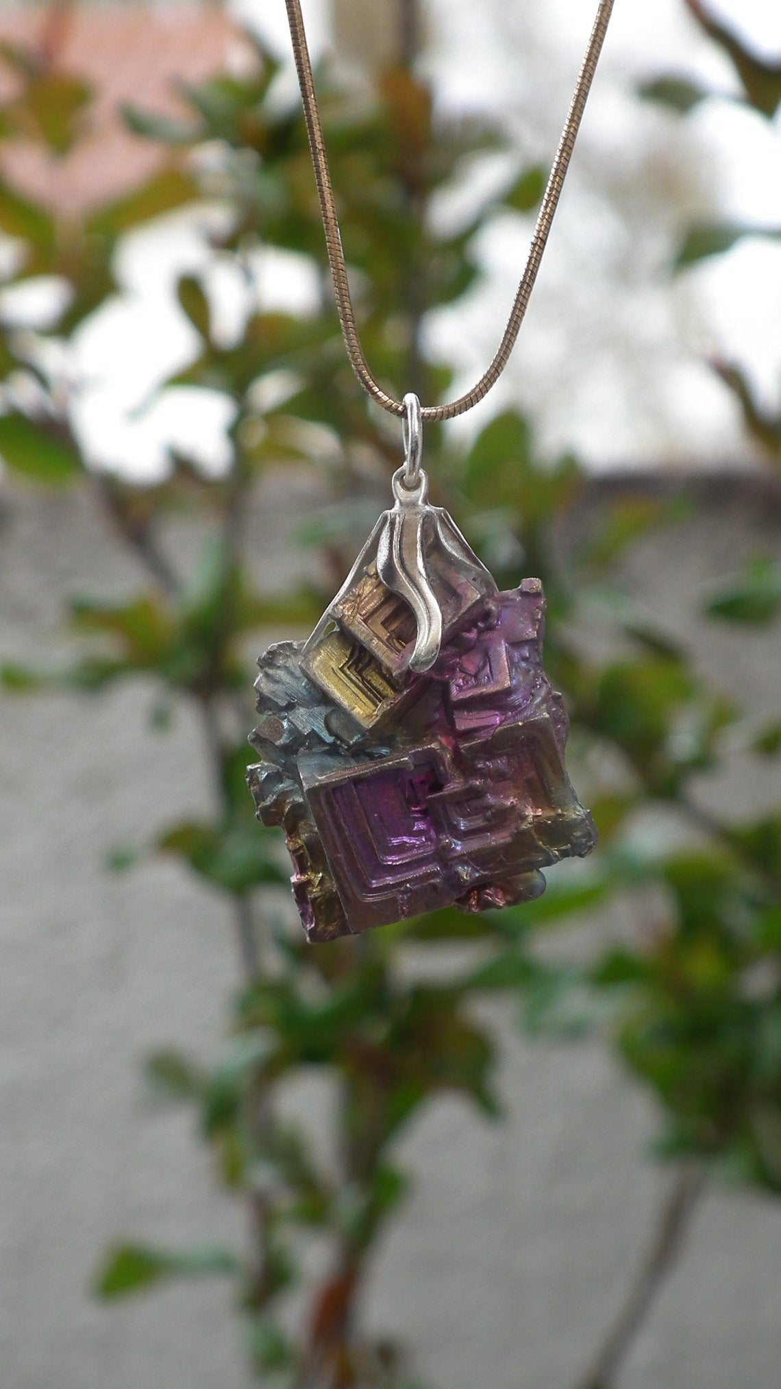 Bismuth crystal pendant