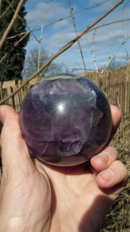 83mm Rainbow Fluorite Sphere 2.18LB