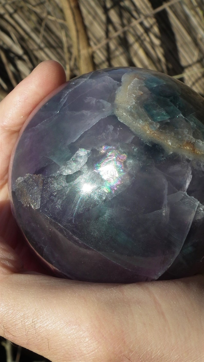 83mm Rainbow Fluorite Sphere 2.18LB