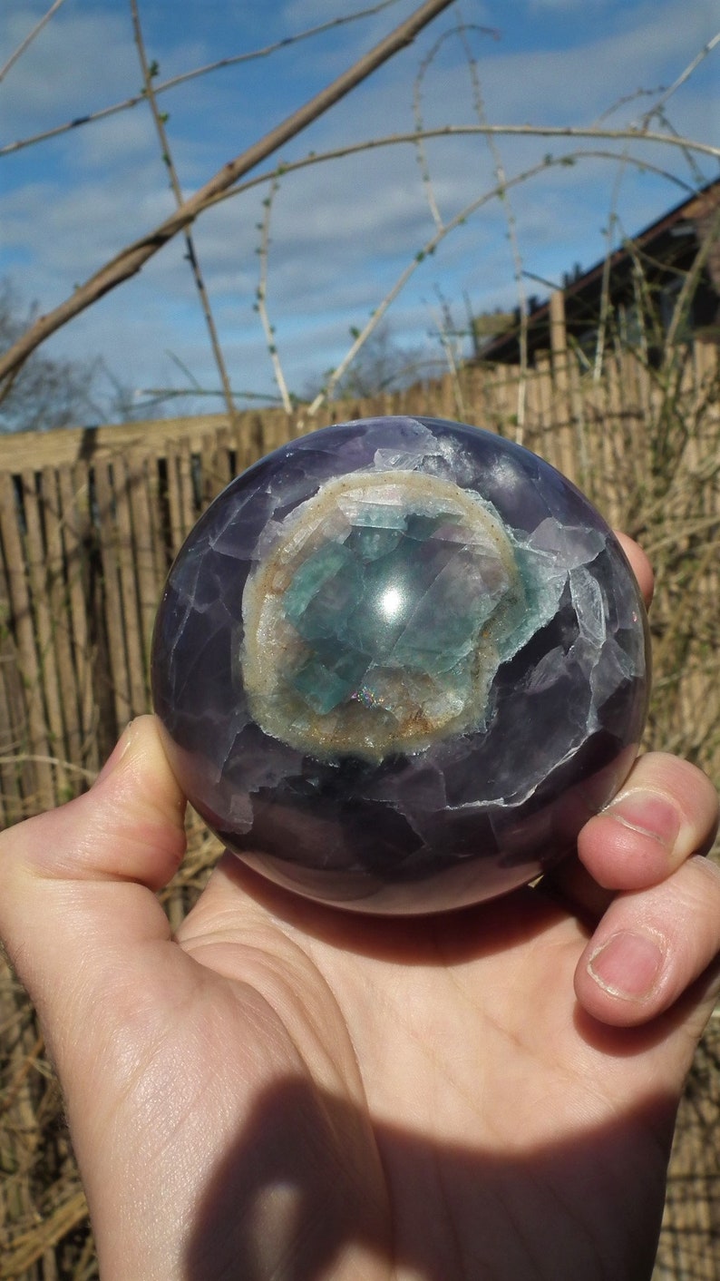 83mm Rainbow Fluorite Sphere 2.18LB