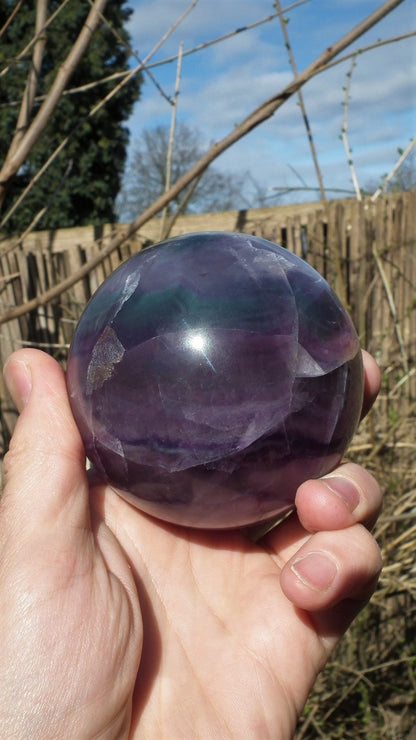 83mm Rainbow Fluorite Sphere 2.18LB