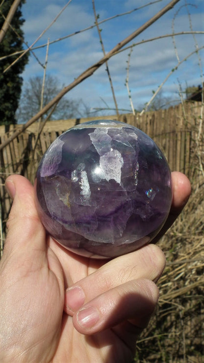 83mm Rainbow Fluorite Sphere 2.18LB