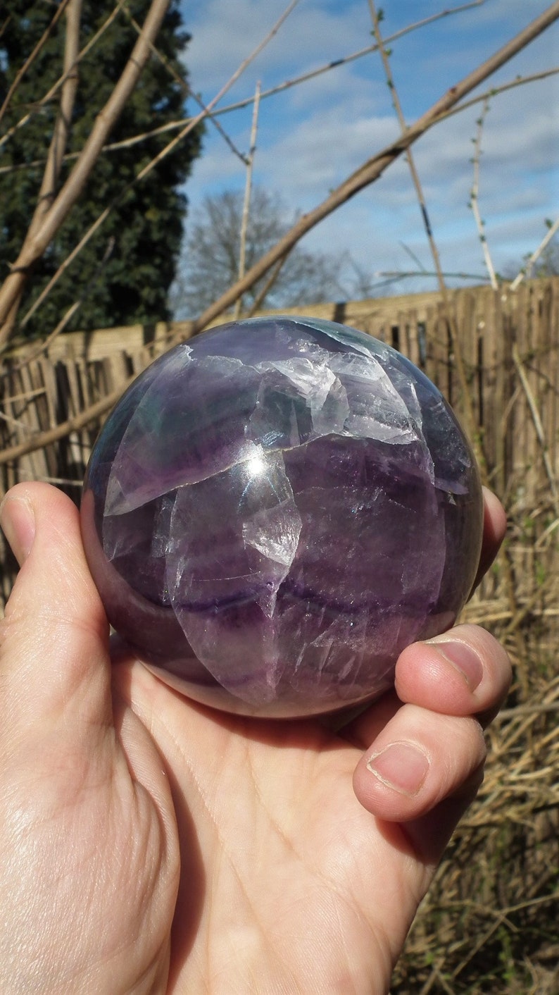 83mm Rainbow Fluorite Sphere 2.18LB