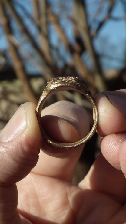 Handmade bronze black opal ring