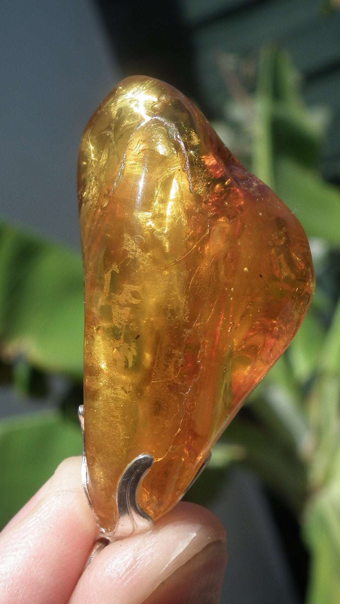 Baltic amber / bernstein pendant with silverplated bel cap