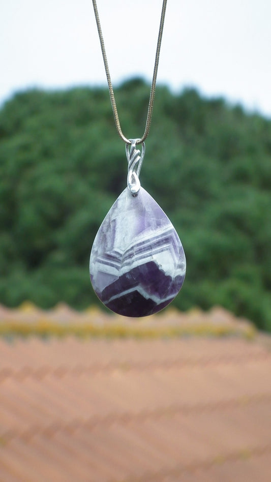 Chevron Amethyst necklace with sterling silver bail