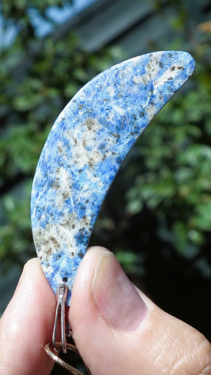 Lapis lazuli Necklace Moon with sterling silver