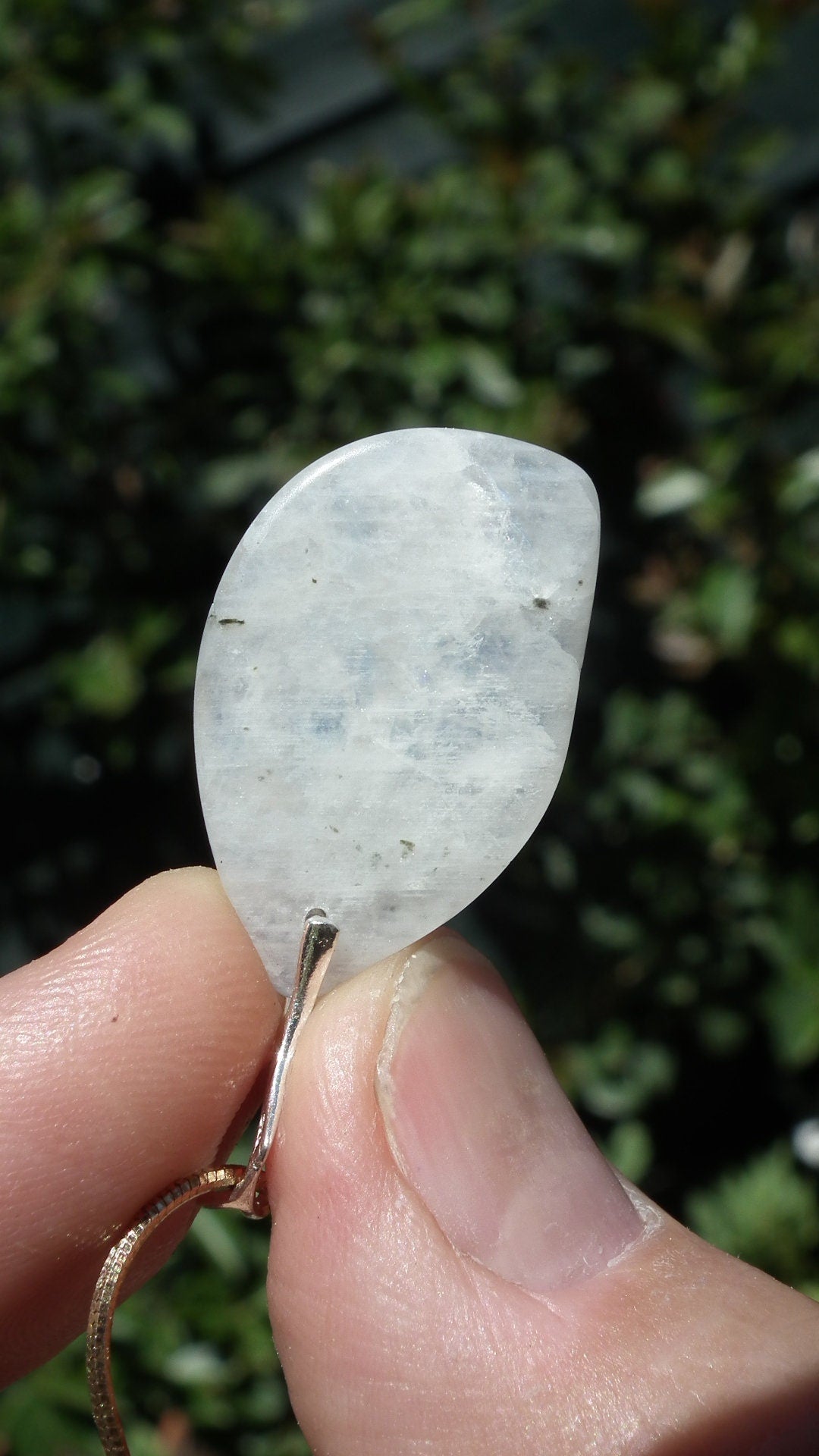 Rainbow moonstone pendant with sterling silver bail