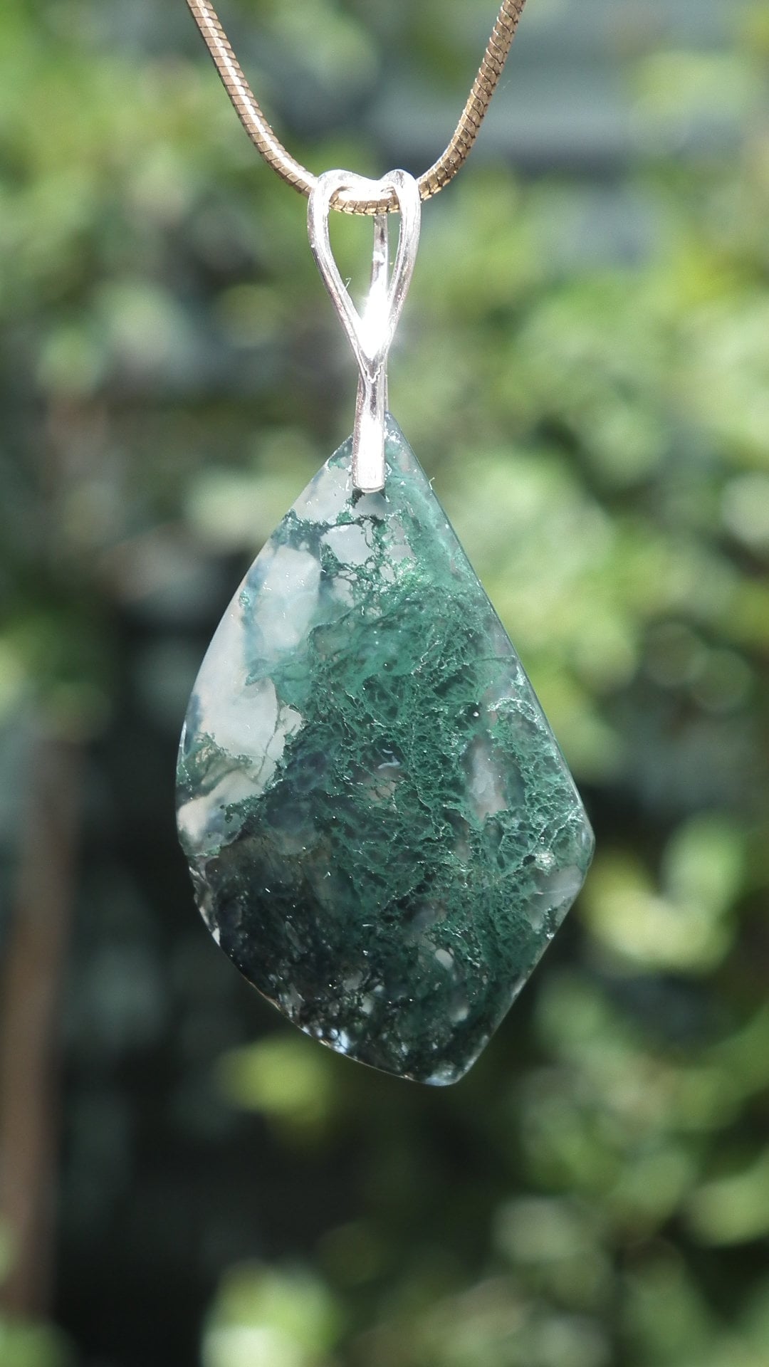 moss agate necklace with sterling silver bail