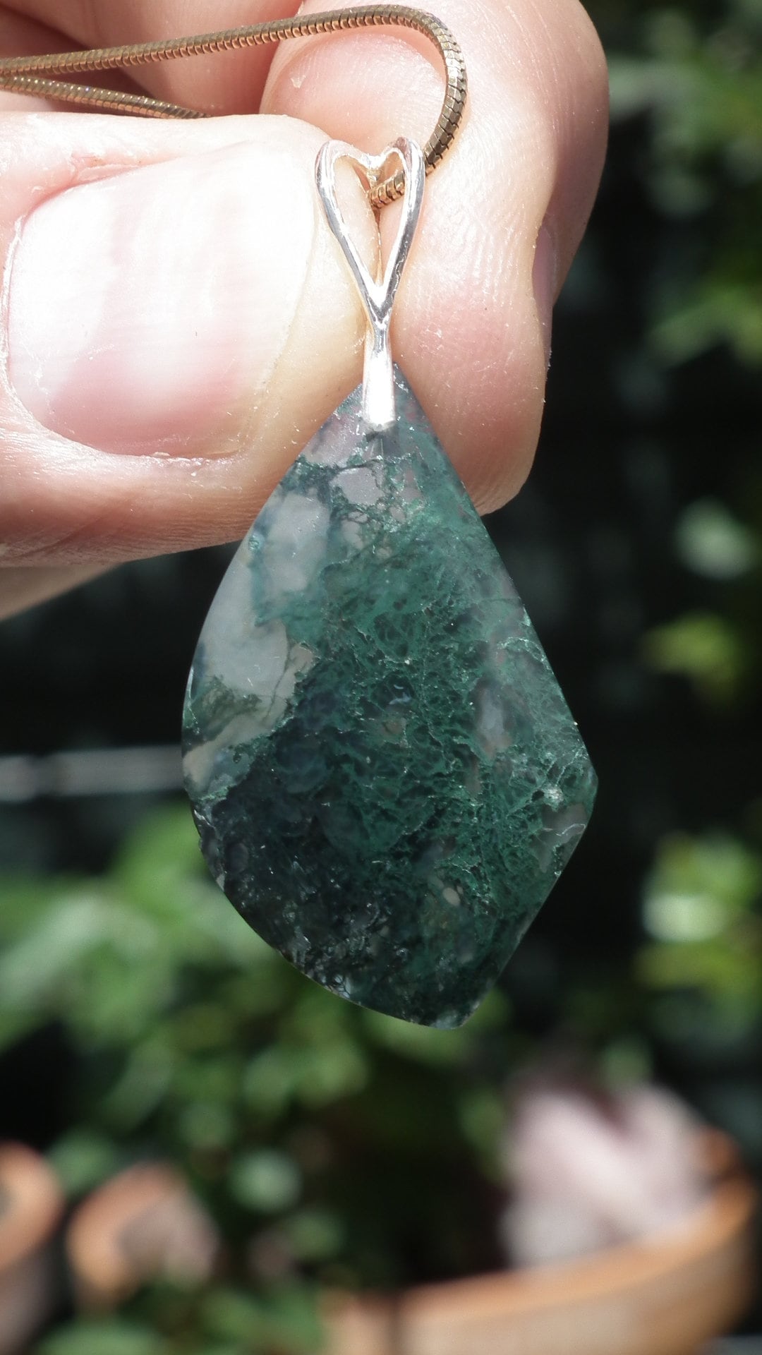 moss agate necklace with sterling silver bail