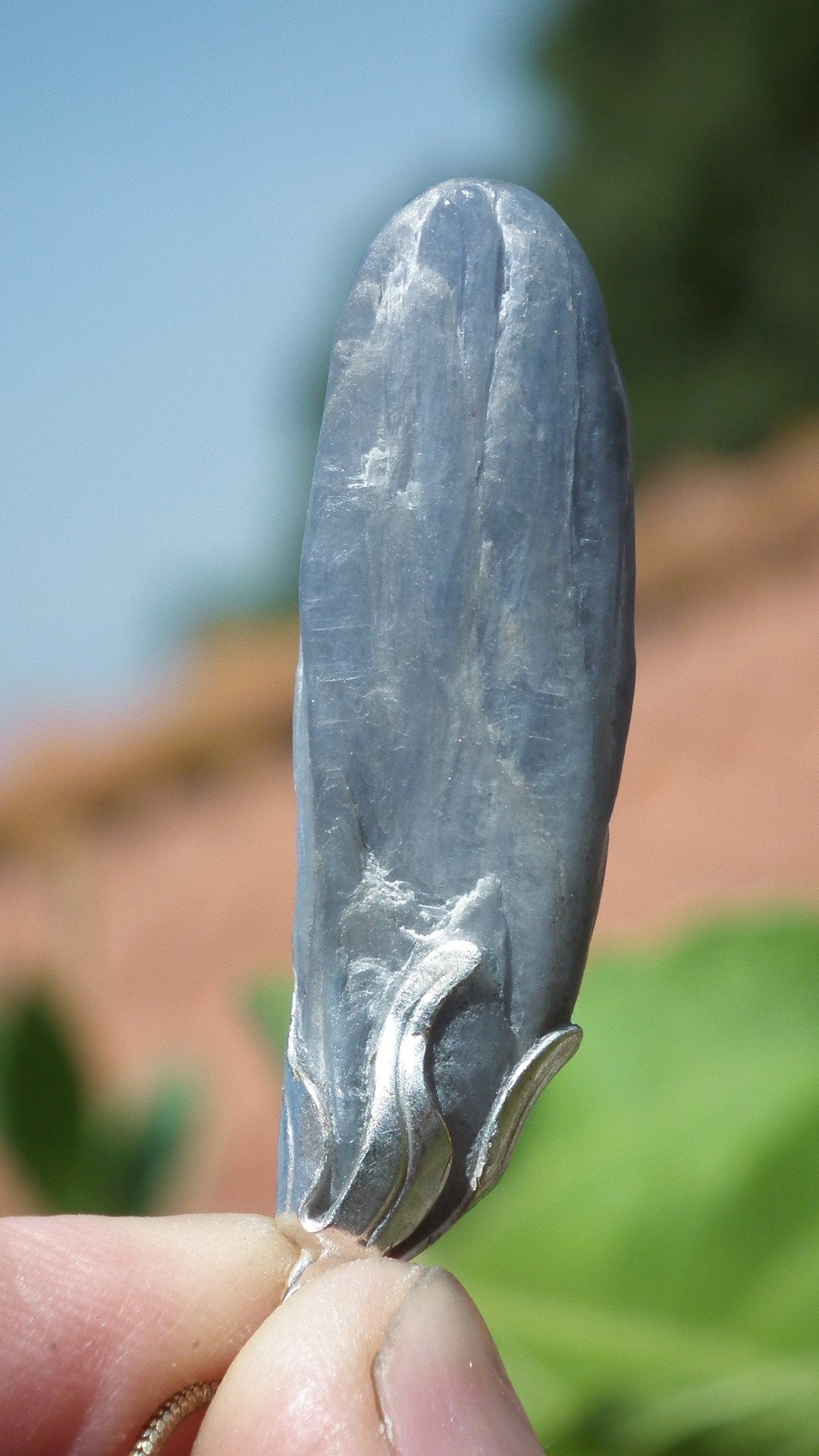 blue kyanite necklace / Polished Blue Kyanite