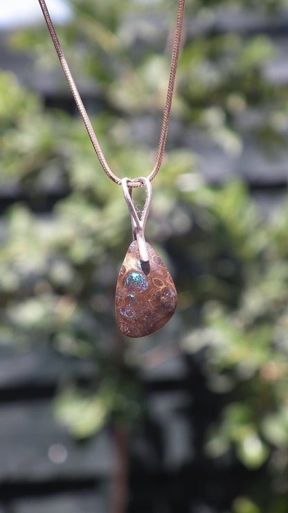 Boulder opal pendant with sterling silver bail