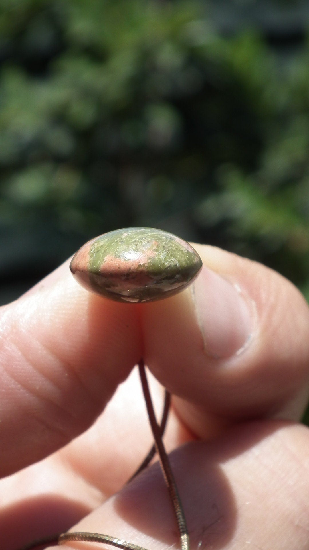 Unakite pendant with sterling silver bail