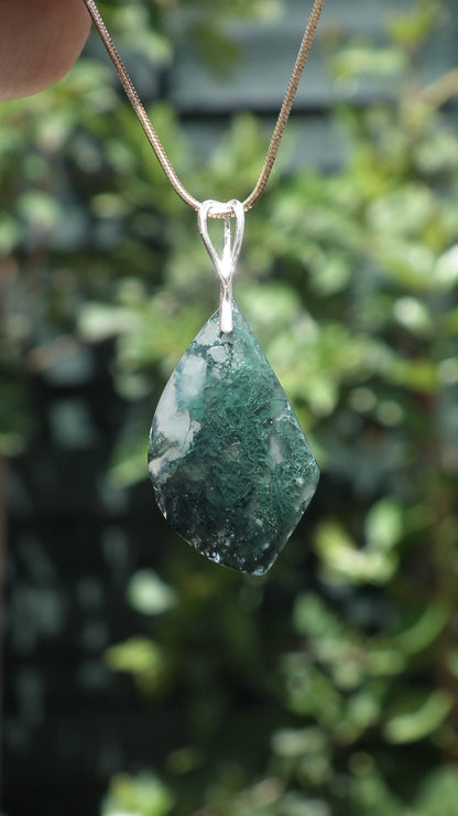 moss agate necklace with sterling silver bail