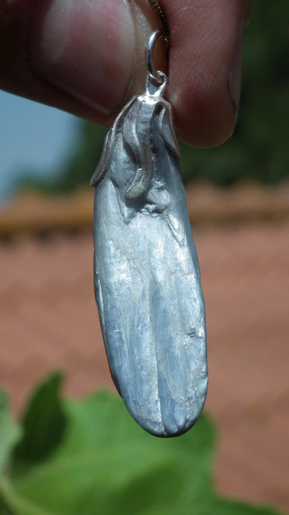 blue kyanite necklace / Polished Blue Kyanite