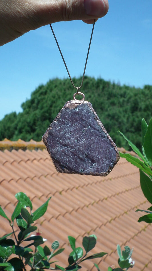 Raw ruby necklace / Electroformed copper / Ruby crystal