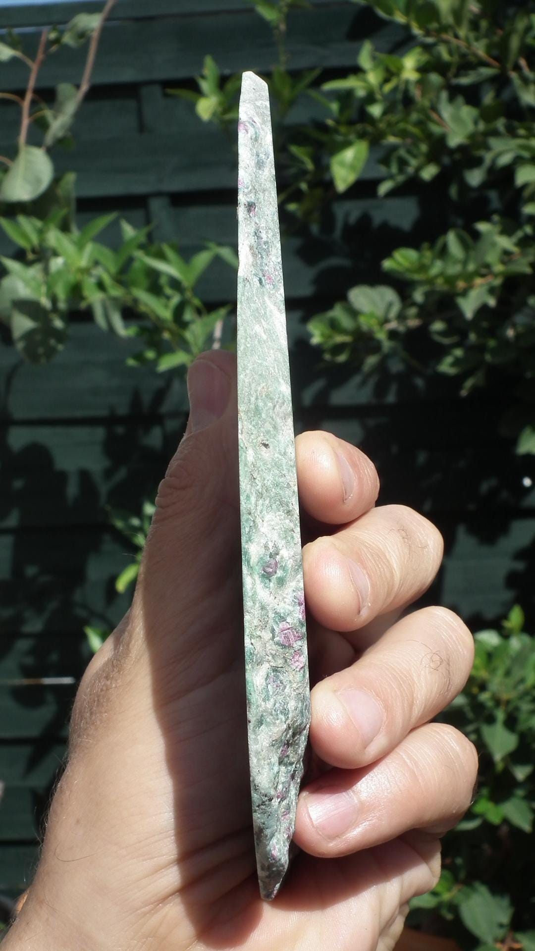 Ruby in Fuchsite with phrenite freeform