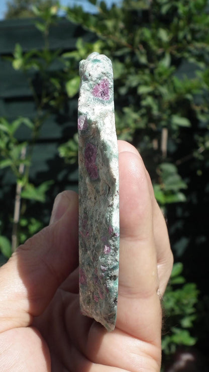 Ruby in Fuchsite with phrenite freeform