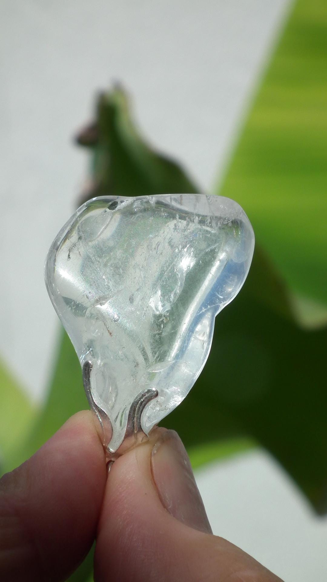 Clear quartz necklace with adjustable wax cord