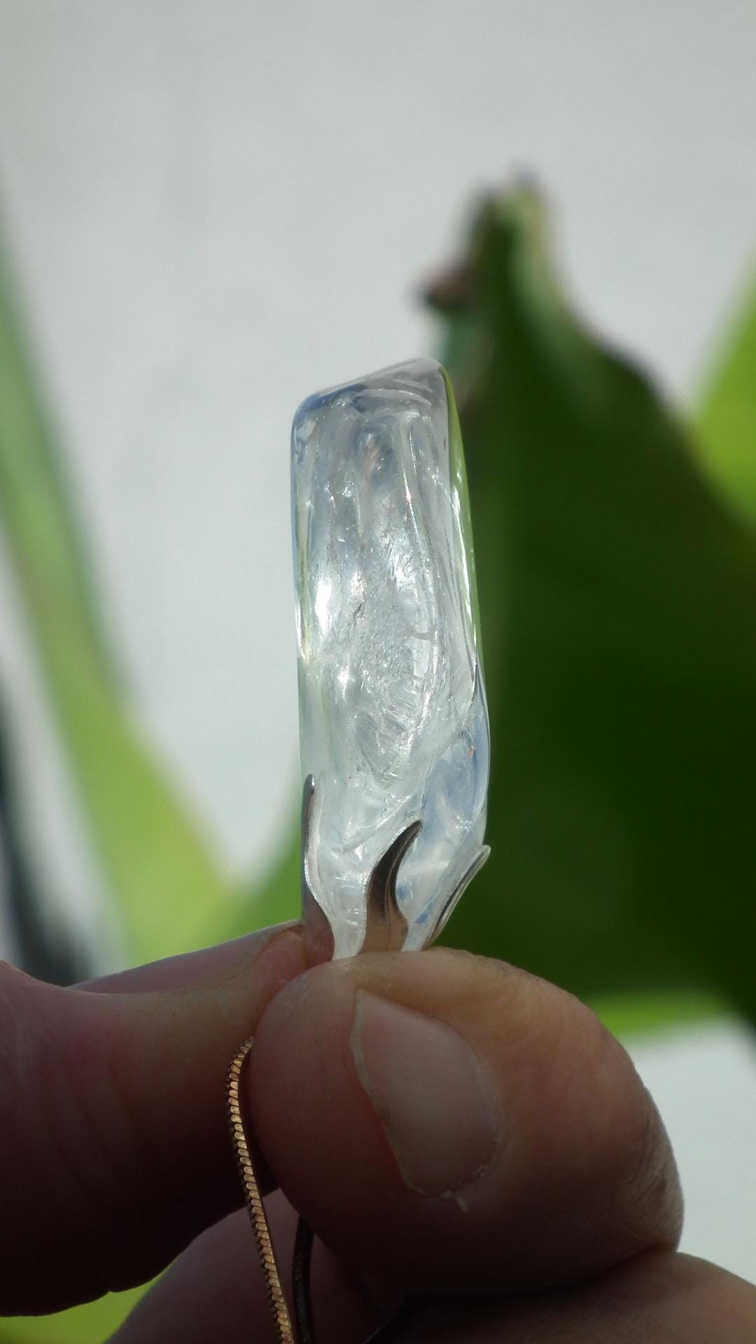 Clear quartz necklace with adjustable wax cord