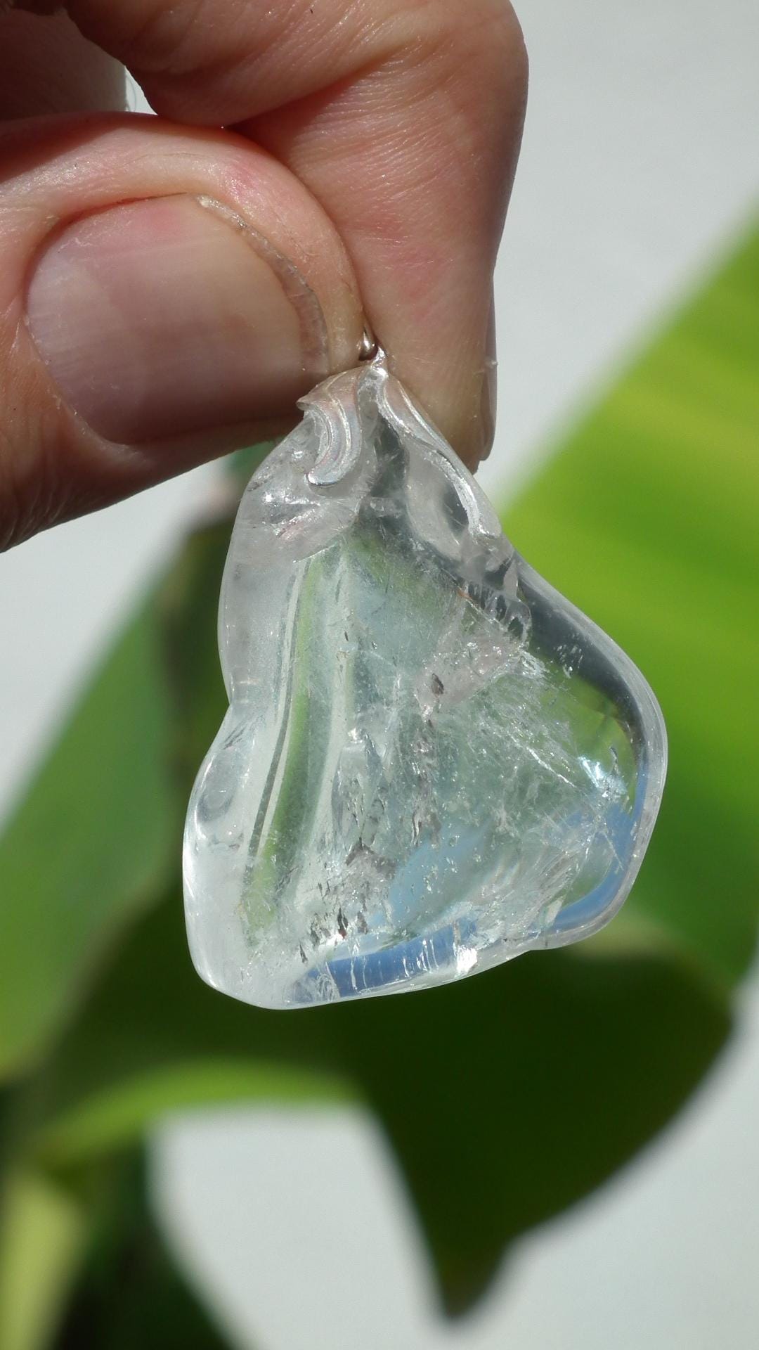 Clear quartz necklace with adjustable wax cord