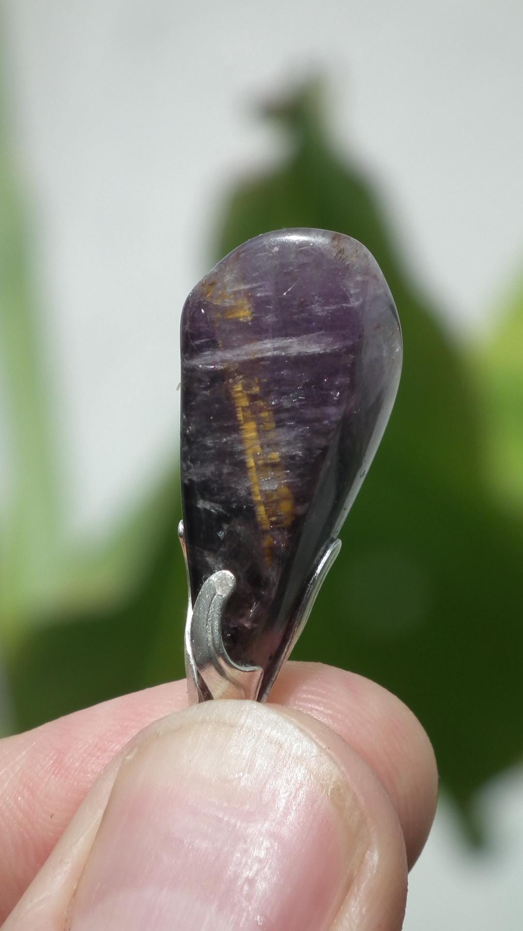 Super 7 pendant with silverplated bail, Amethyst cacoxenite