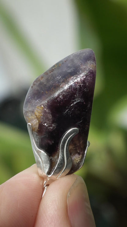 Super 7 pendant with silverplated bail, Amethyst cacoxenite