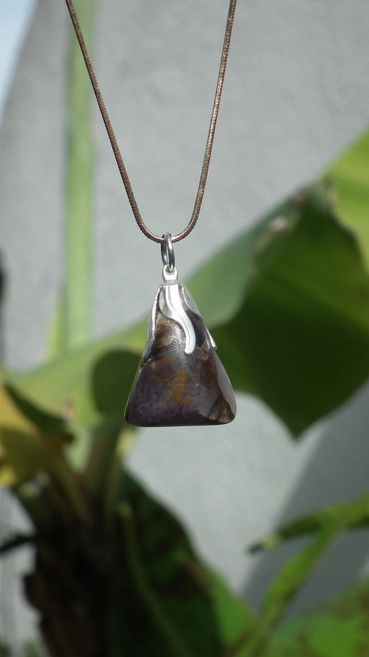 Super 7 pendant with silverplated bail // super 7 crystal // Amethyst cacoxenite