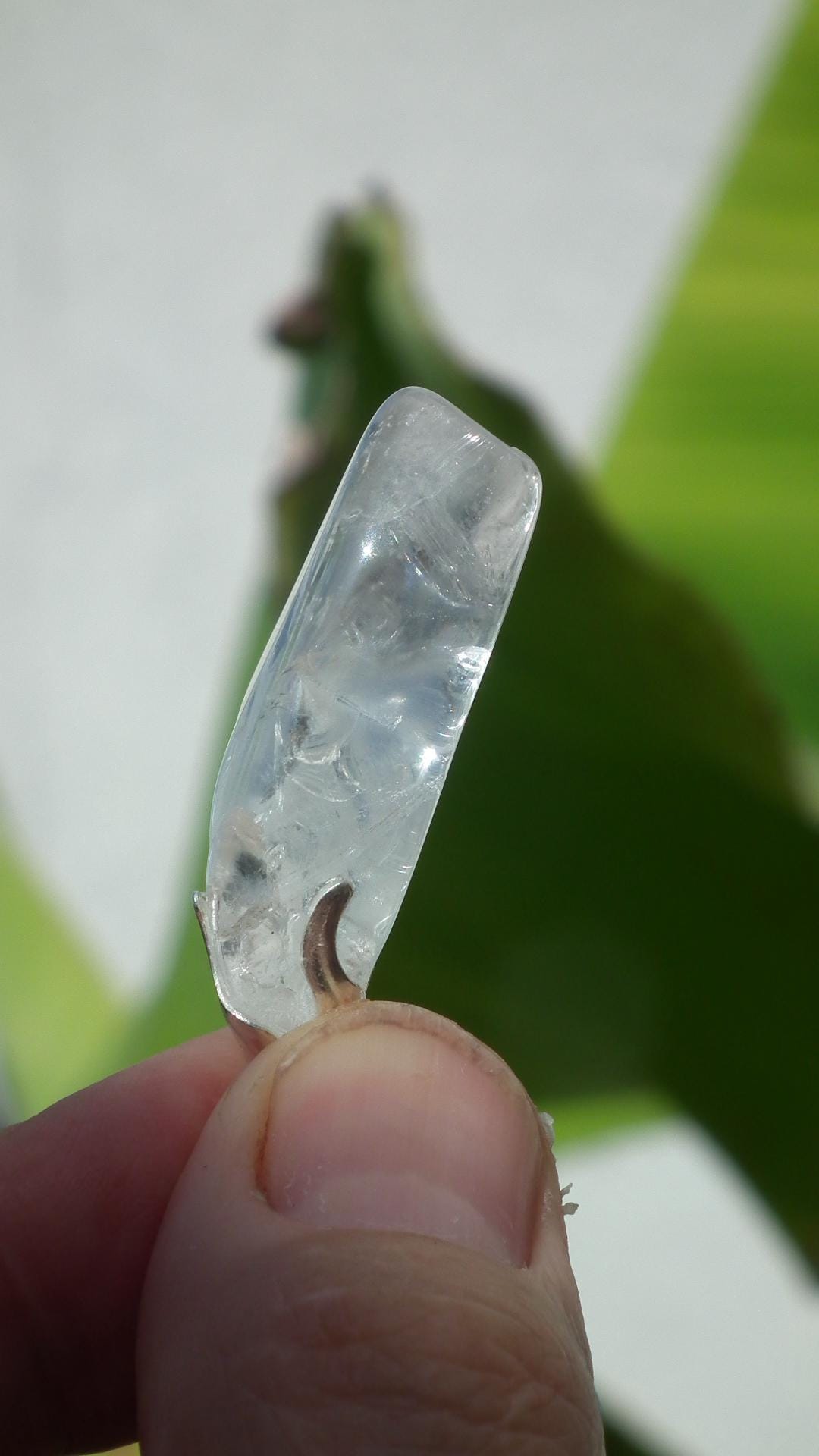 Clear quartz necklace with adjustable wax cord