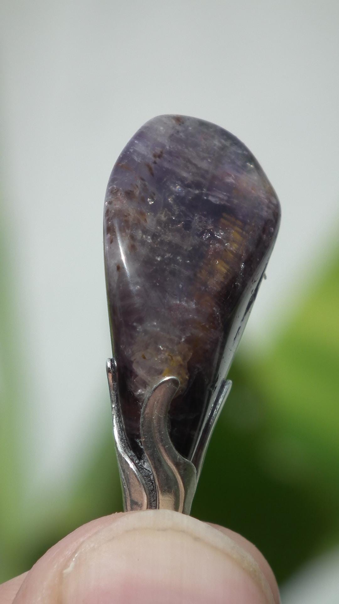 Super 7 pendant with silverplated bail, Amethyst cacoxenite