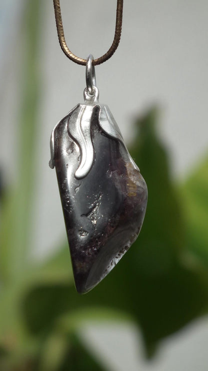 Super 7 pendant with silverplated bail, Amethyst cacoxenite