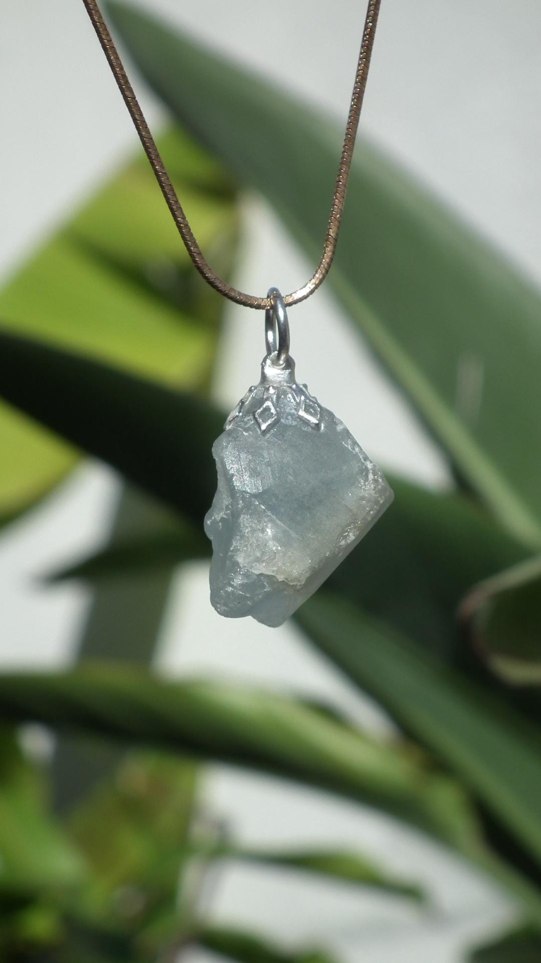 Celestite necklace / Celestite crystal / Blue celestite